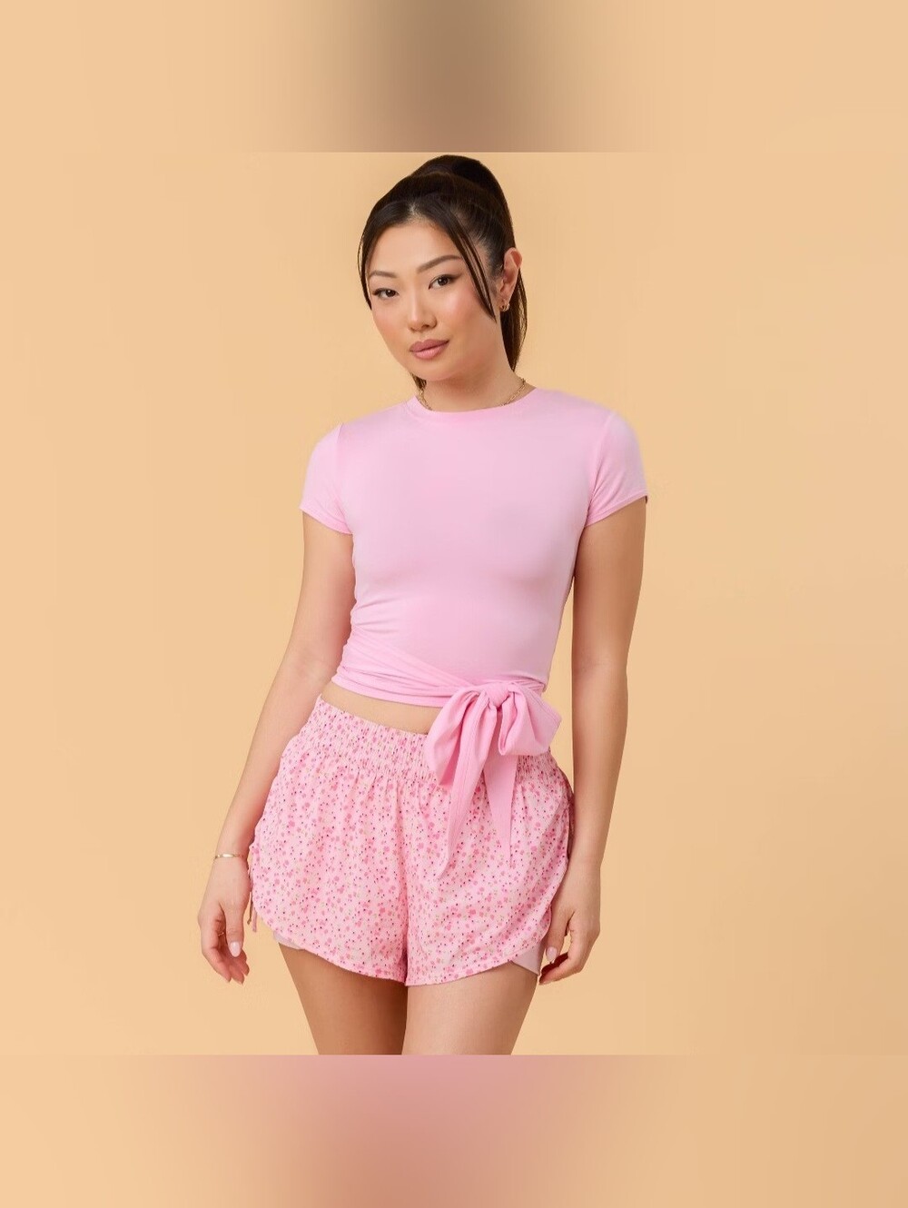Blogilates Women's Mommy & Me Bow Back T-Shirt - Light Pink